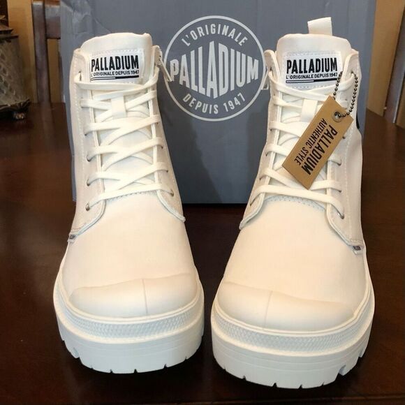 PALLADIUM - NWTIB - L Sz 11 (EUR 43) Pallabase Twill High Top in Stark White ♥️ - Picture 6 of 16